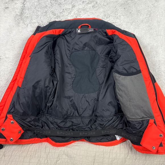 Spyder Boys Red White Black Colorblock Ski Jacket Size 10 Winter Snow Coat READ - Picture 5 of 11